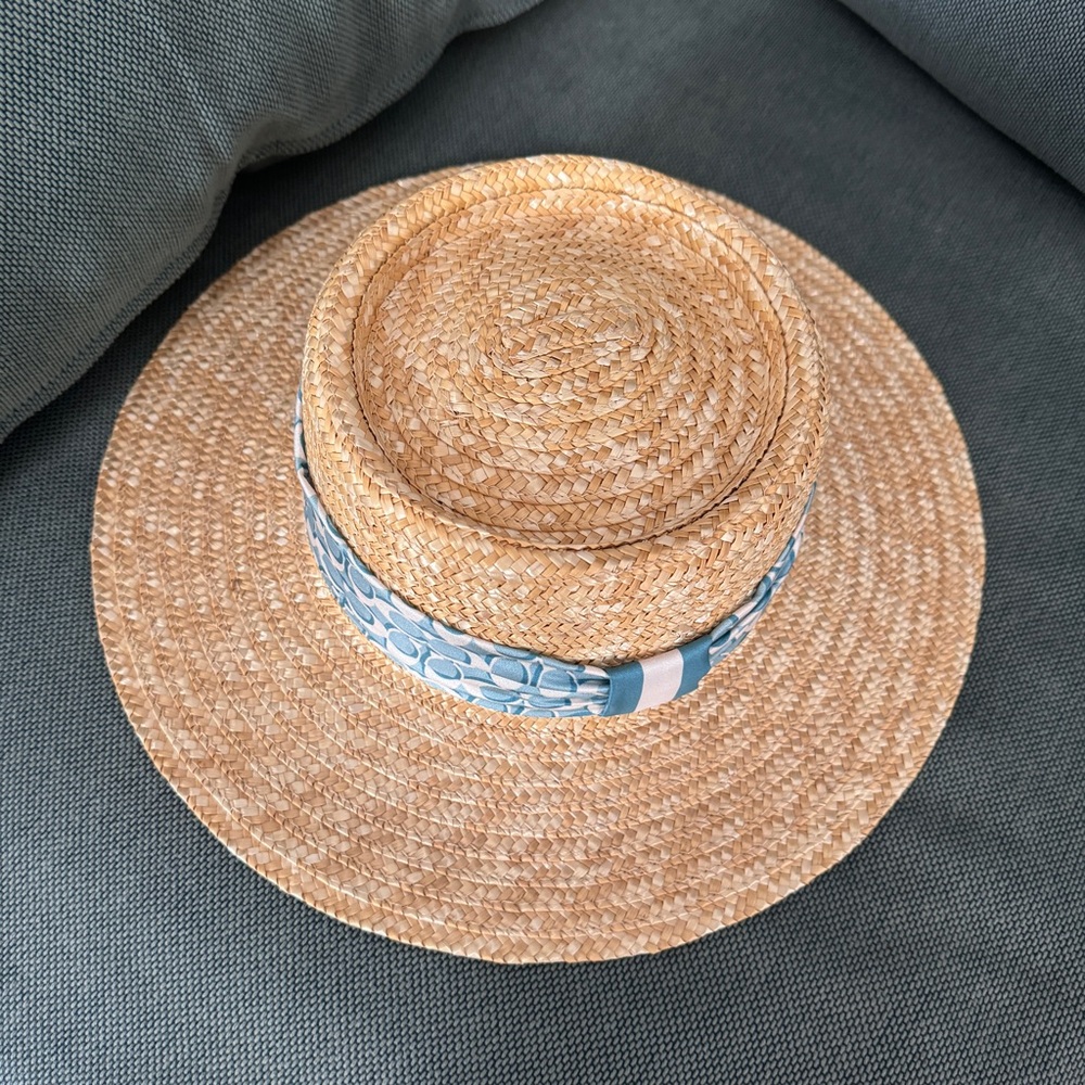 coach Raffia Brimmed Hat With Scarf c9126 - Picture 2 of 6